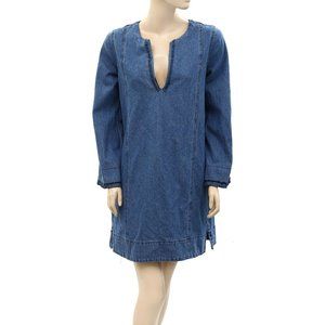 Merlette Charme Tunic Mini Dress Denim Cotton Embroidered Blue Kaftan M 263373